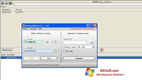 Zrzut ekranu Ammyy Admin na Windows 7