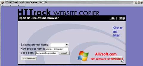 Zrzut ekranu HTTrack Website Copier na Windows 7