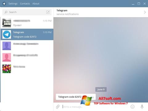 Zrzut ekranu Telegram Desktop na Windows 7