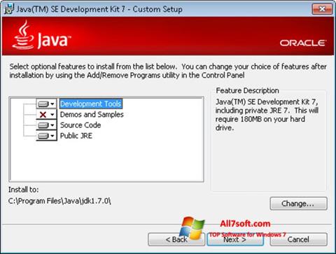 Zrzut ekranu Java Development Kit na Windows 7