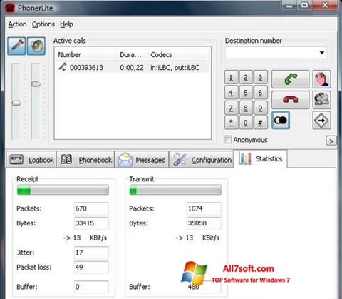 Zrzut ekranu PhonerLite na Windows 7