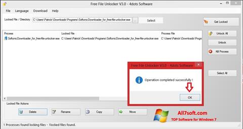 Zrzut ekranu Free File Unlocker na Windows 7