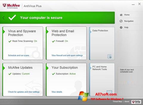 Zrzut ekranu McAfee AntiVirus Plus na Windows 7
