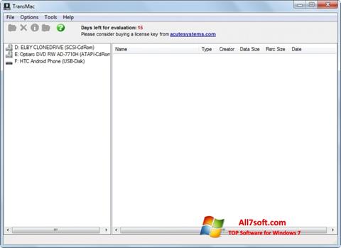 Zrzut ekranu TransMac na Windows 7