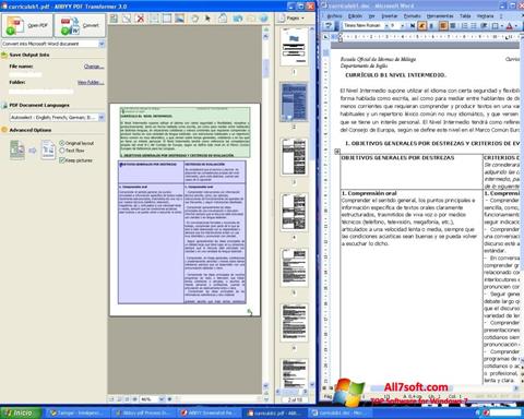 Zrzut ekranu ABBYY PDF Transformer na Windows 7
