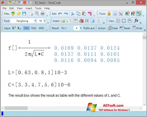 Zrzut ekranu RedCrab Calculator na Windows 7