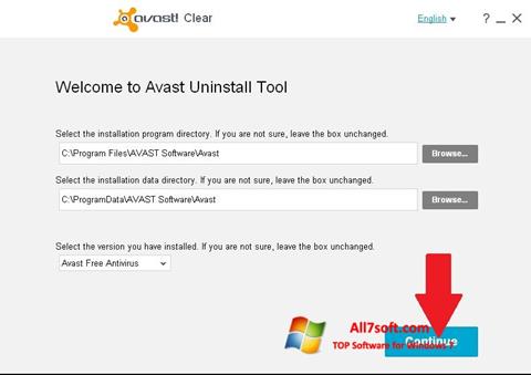 Zrzut ekranu Avast Uninstall Utility na Windows 7