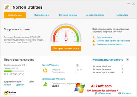 Zrzut ekranu Norton Utilities na Windows 7