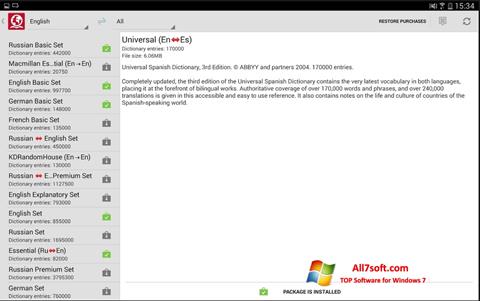 Zrzut ekranu ABBYY Lingvo na Windows 7