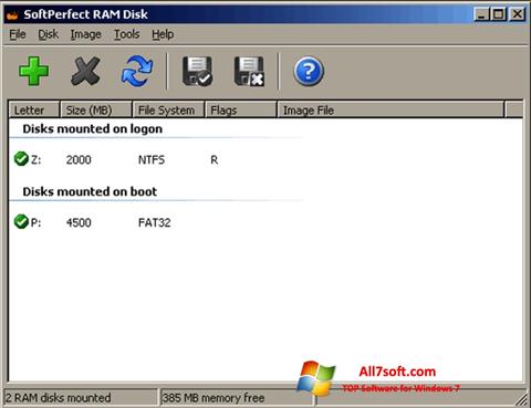 Zrzut ekranu SoftPerfect RAM Disk na Windows 7
