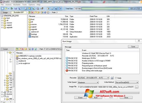 Zrzut ekranu UltraISO na Windows 7