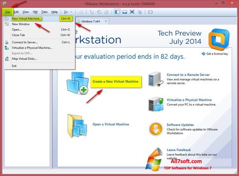 Zrzut ekranu VMware Workstation na Windows 7