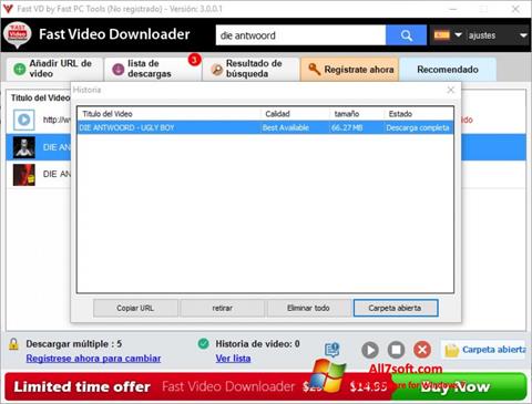 Zrzut ekranu Fast Video Downloader na Windows 7