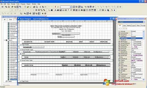 Zrzut ekranu Microsoft Visual FoxPro na Windows 7