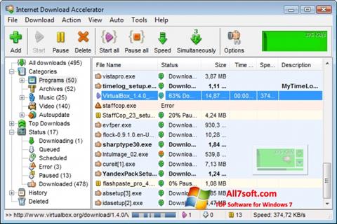Zrzut ekranu Internet Download Accelerator na Windows 7