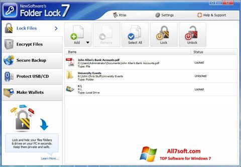 Zrzut ekranu Folder Lock na Windows 7