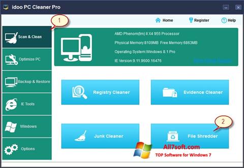 Zrzut ekranu PC Cleaner na Windows 7