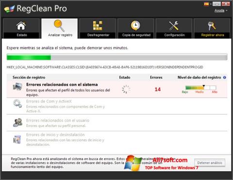 Zrzut ekranu RegClean Pro na Windows 7