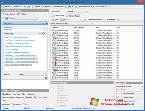 Zrzut ekranu ReNamer na Windows 7