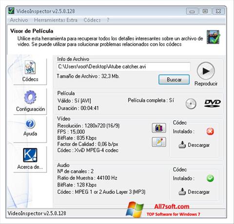 Zrzut ekranu VideoInspector na Windows 7