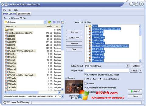 Zrzut ekranu FastStone Photo Resizer na Windows 7