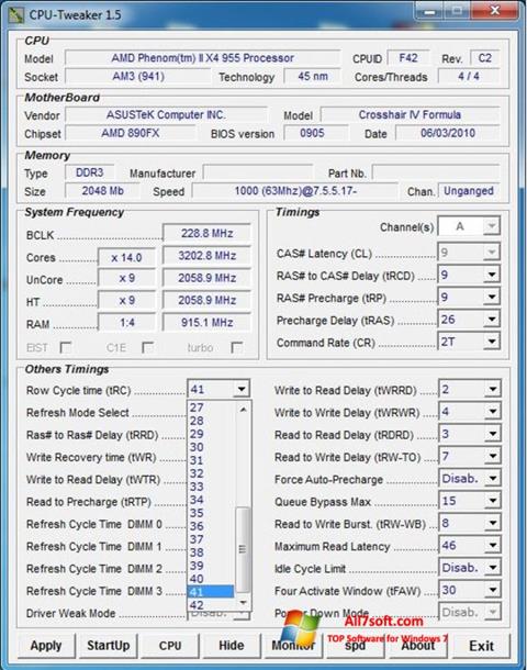 Zrzut ekranu CPU-Tweaker na Windows 7