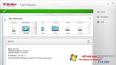 Zrzut ekranu McAfee Total Protection na Windows 7