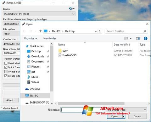 Zrzut ekranu Rufus na Windows 7