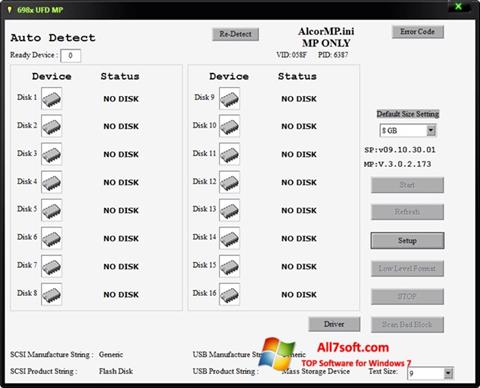 Zrzut ekranu AlcorMP na Windows 7