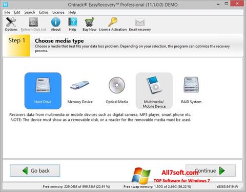 Zrzut ekranu EasyRecovery Professional na Windows 7