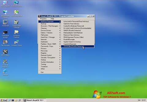 Zrzut ekranu Hirens Boot CD na Windows 7
