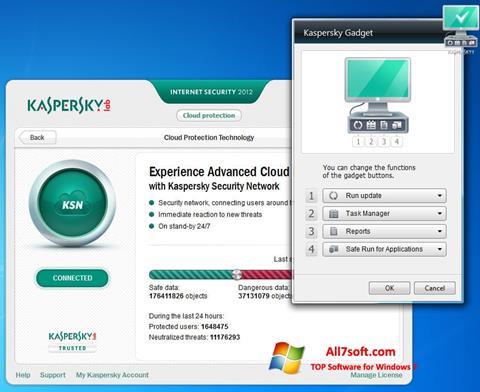 Zrzut ekranu Kaspersky Internet Security na Windows 7