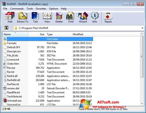Zrzut ekranu WinRAR na Windows 7