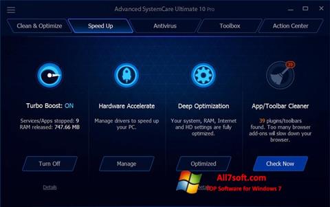 Zrzut ekranu Advanced SystemCare Ultimate na Windows 7