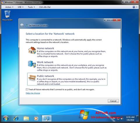 Zrzut ekranu Windows Virtual PC na Windows 7