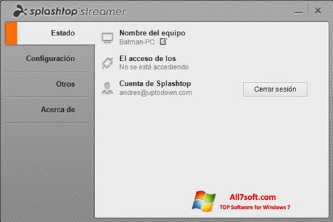 Zrzut ekranu Splashtop Streamer na Windows 7