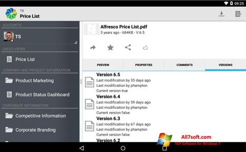 Zrzut ekranu Alfresco na Windows 7