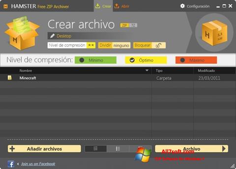 Zrzut ekranu Hamster Free ZIP Archiver na Windows 7