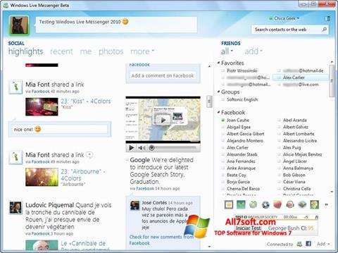 Zrzut ekranu Windows Live Messenger na Windows 7