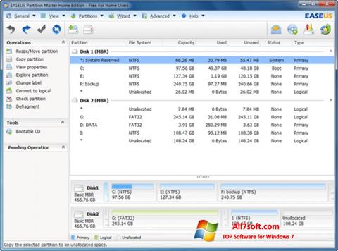 Zrzut ekranu EASEUS Partition Master na Windows 7
