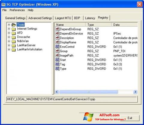 Zrzut ekranu TCP Optimizer na Windows 7
