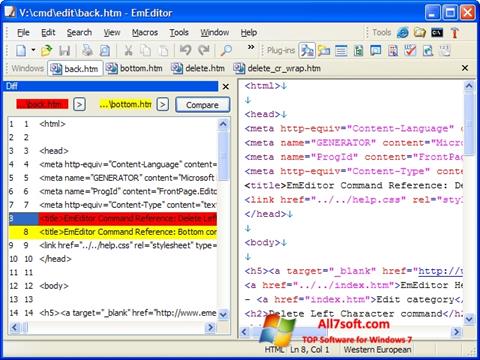 Zrzut ekranu EmEditor na Windows 7
