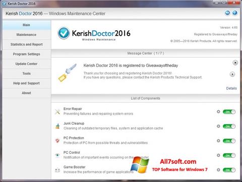 Zrzut ekranu Kerish Doctor na Windows 7