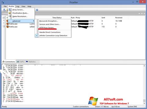 Zrzut ekranu Proxifier na Windows 7