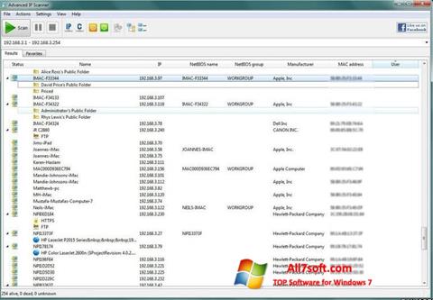 Zrzut ekranu Advanced IP Scanner na Windows 7