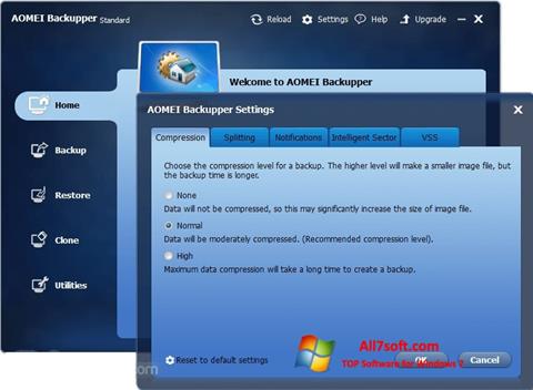 Zrzut ekranu AOMEI Backupper na Windows 7