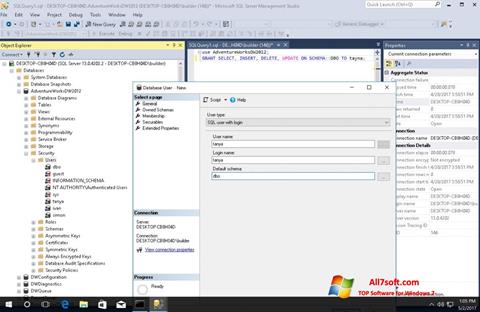 Zrzut ekranu Microsoft SQL Server na Windows 7