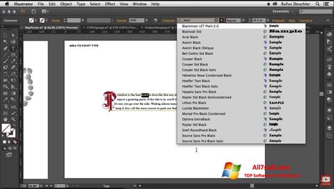 Zrzut ekranu Adobe Illustrator na Windows 7