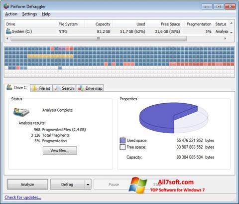 Zrzut ekranu Defraggler na Windows 7