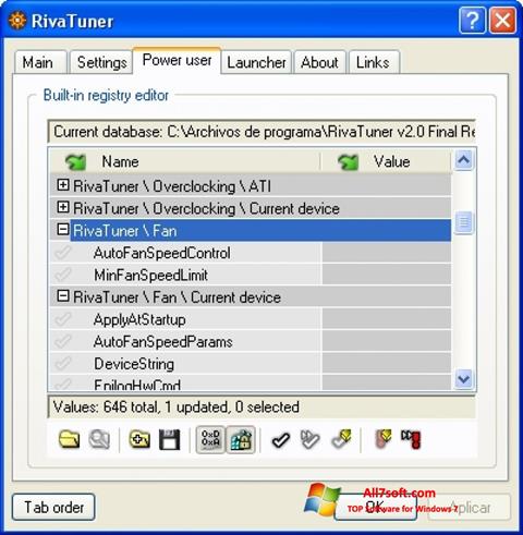Zrzut ekranu RivaTuner na Windows 7
